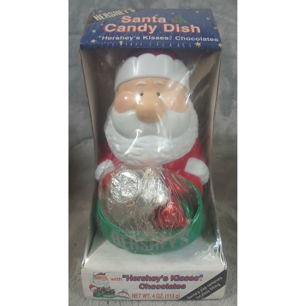 Vtg 1994 Hersheys Santa Candy Dish Sealed with Kisses Christmas Figurine READβ